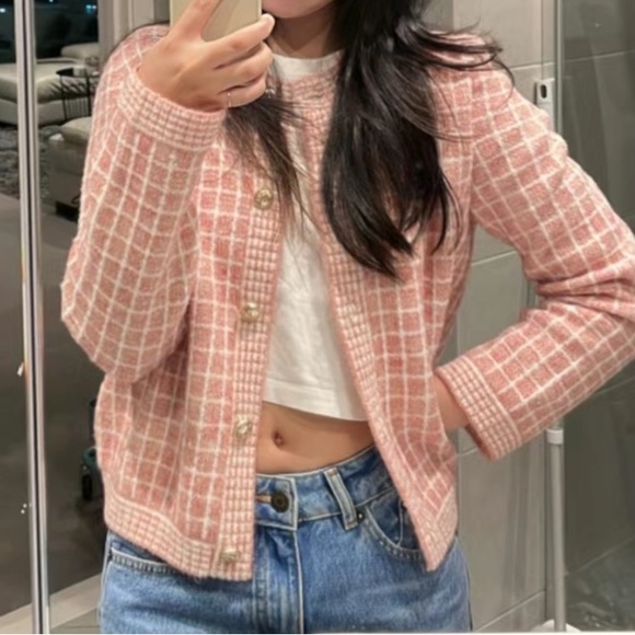 Maje Malo tweed check cardigan - Picture 2 of 4